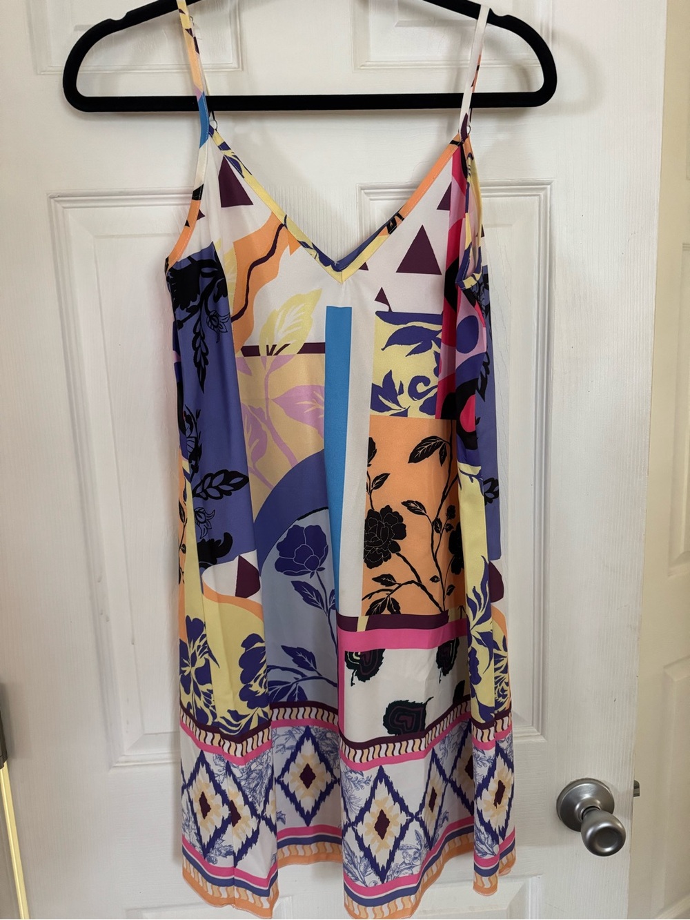 Vibrant Multi-Color Printed Spaghetti Strap Cami Dress - Floral & Geometric